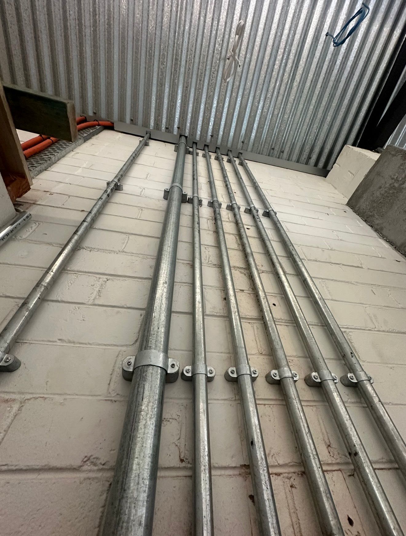 Electrical conduit and cabling run neatly during maintenance work